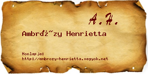 Ambrózy Henrietta névjegykártya